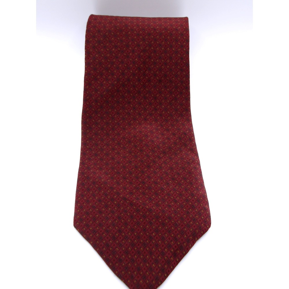 Kenneth Cole‎ New York Burgundy Diamond Pattern Silk tie Men's Formal Business
